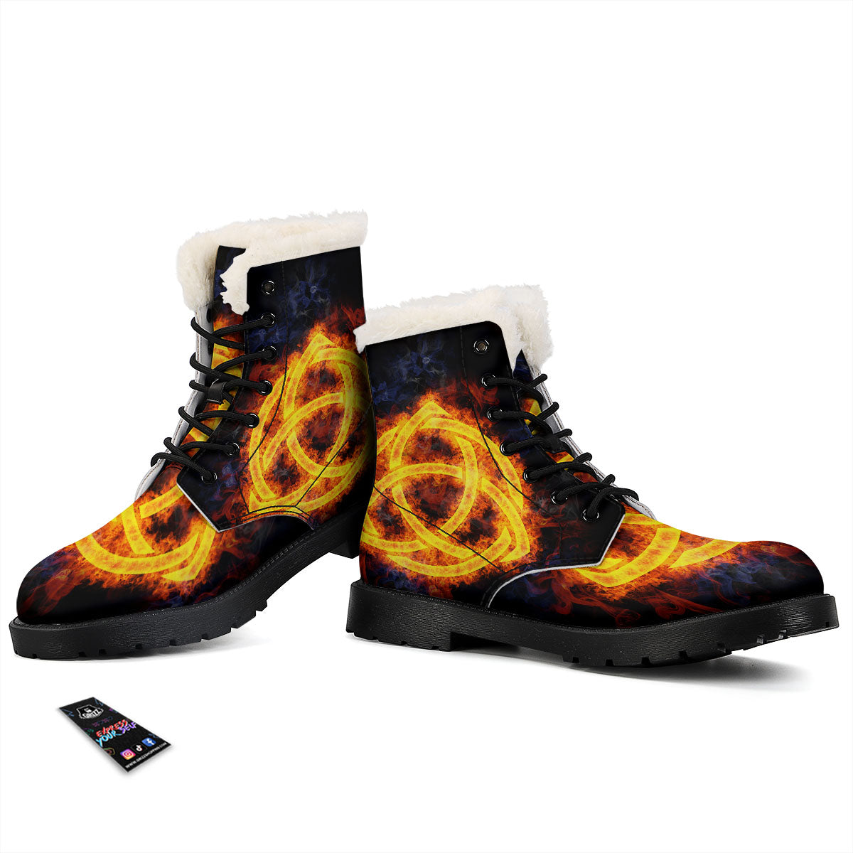 Knot Fire Celtic Print Winter Boots-grizzshop