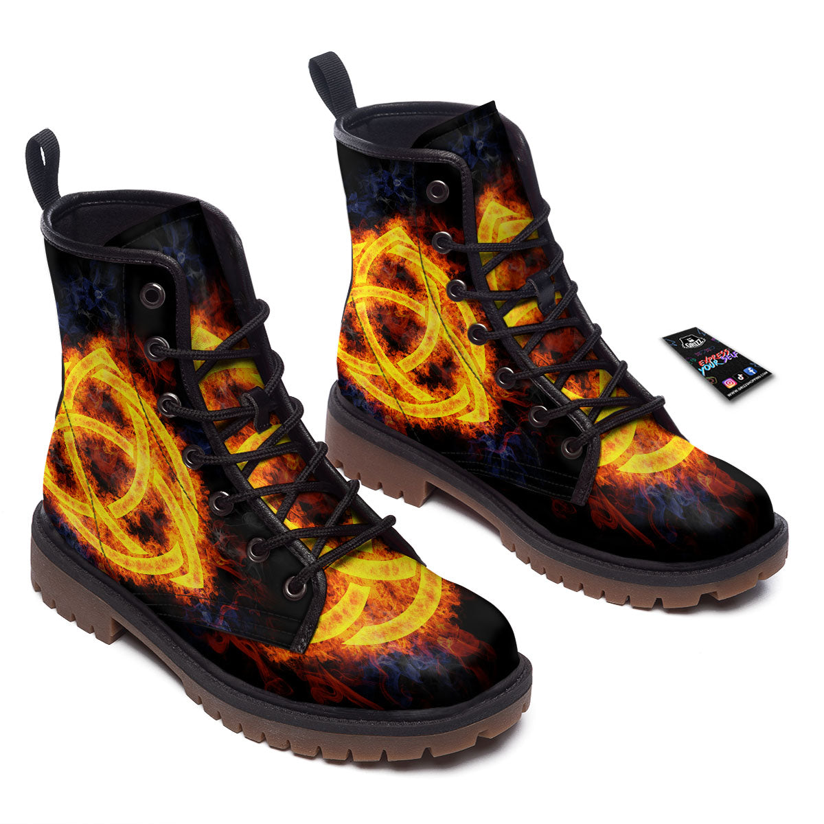 Knot Fire Celtic Print Work Boots-grizzshop
