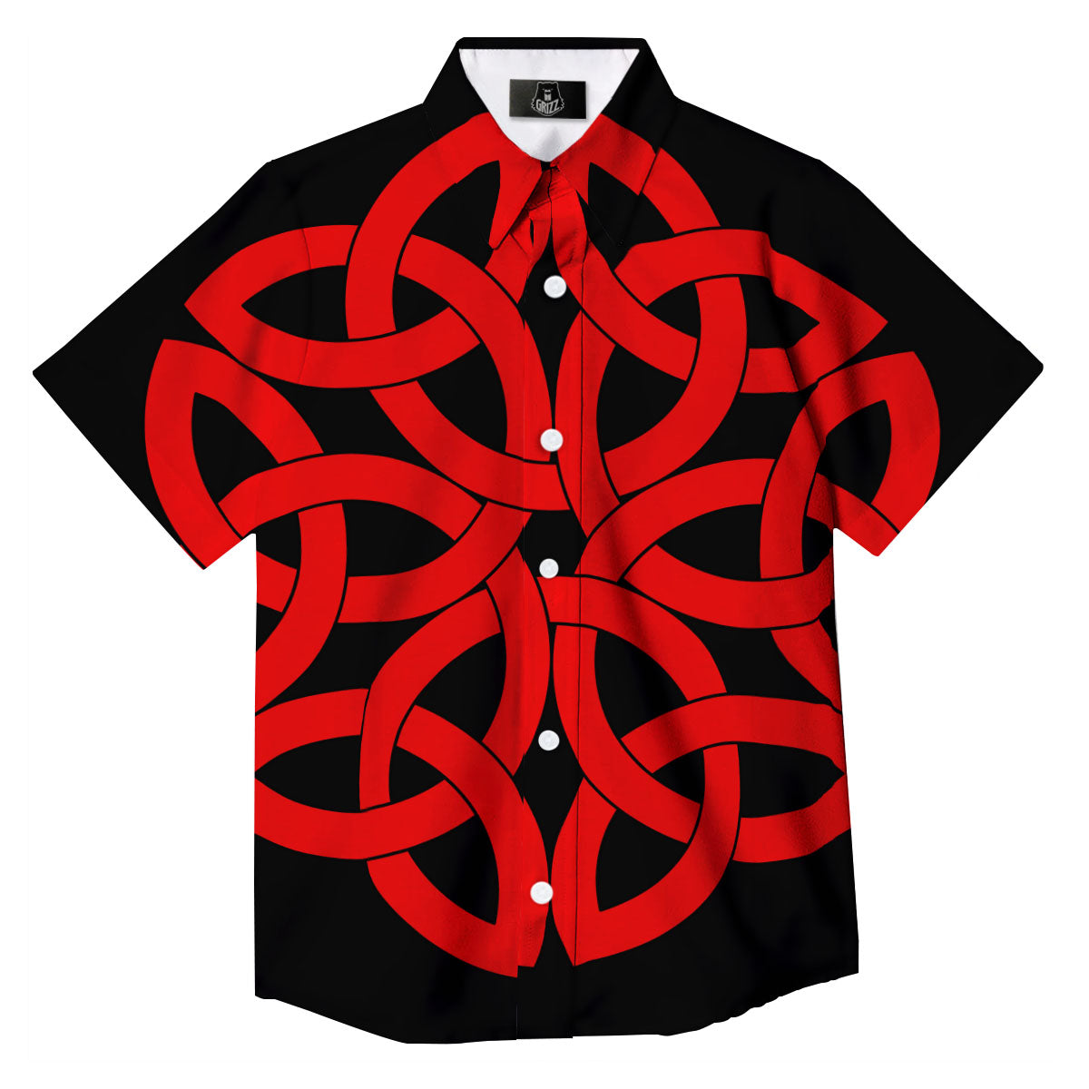 Knot Red Celtic Print Button Up Shirt-grizzshop
