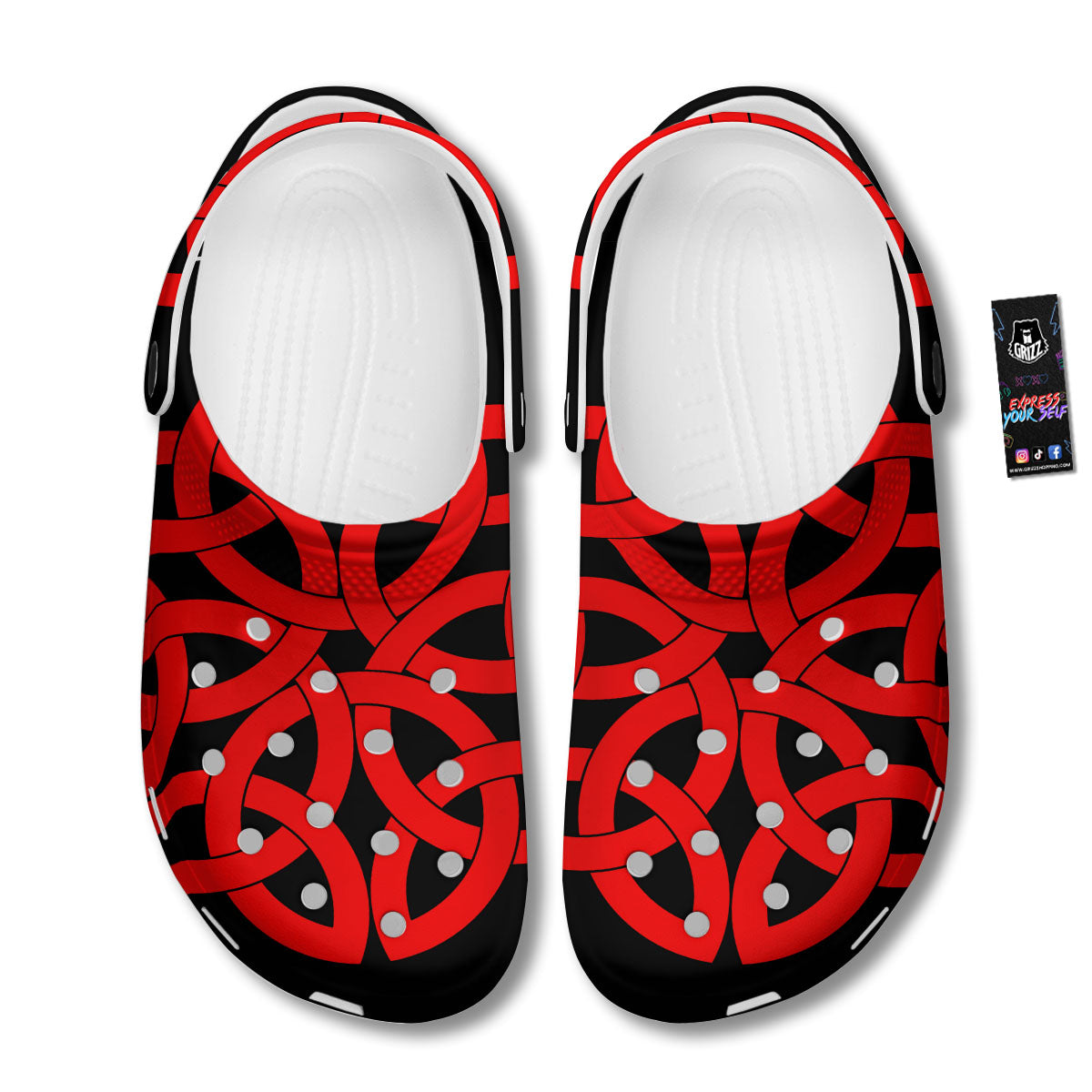 Knot Red Celtic Print Clog-grizzshop