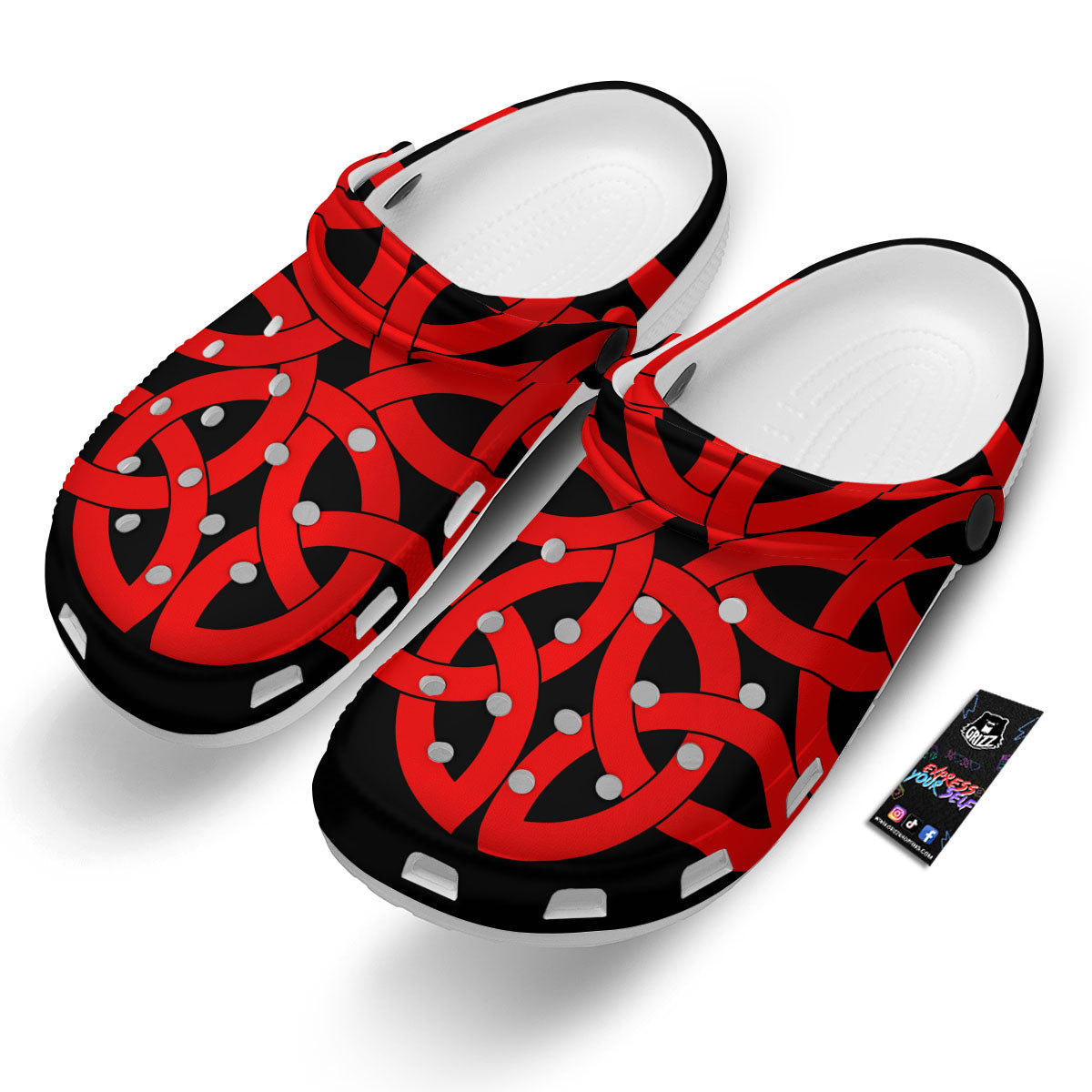 Knot Red Celtic Print Clog-grizzshop