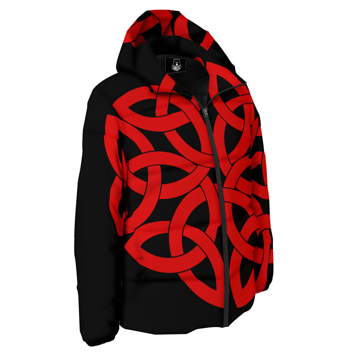 Knot Red Celtic Print Down Jacket-grizzshop