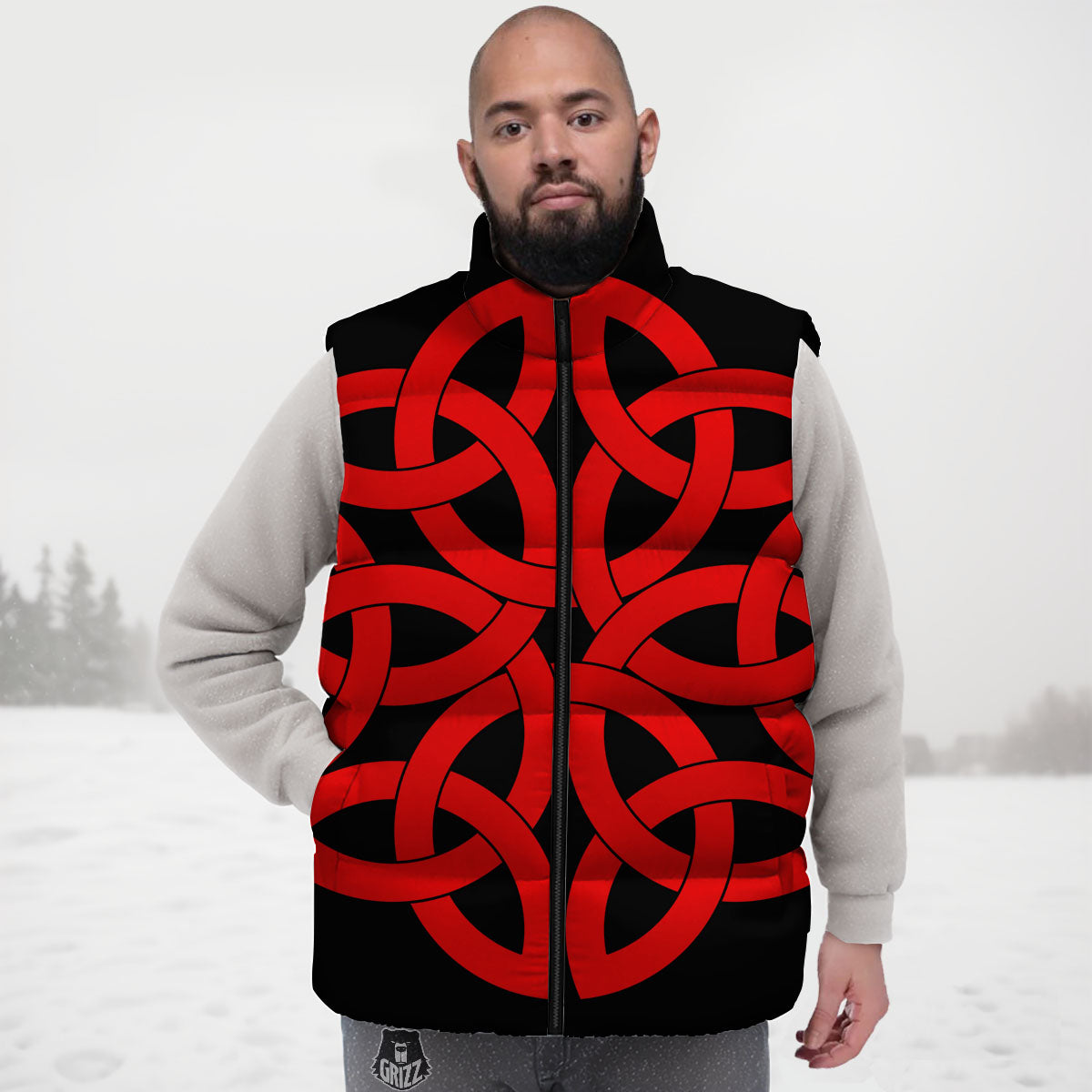 Knot Red Celtic Print Down Vest
