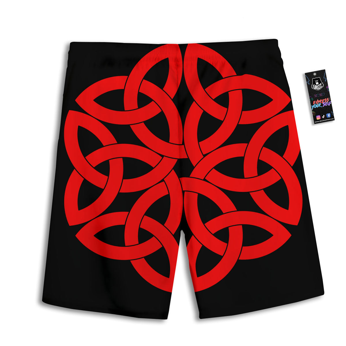 Knot Red Celtic Print Men's Athletic Shorts