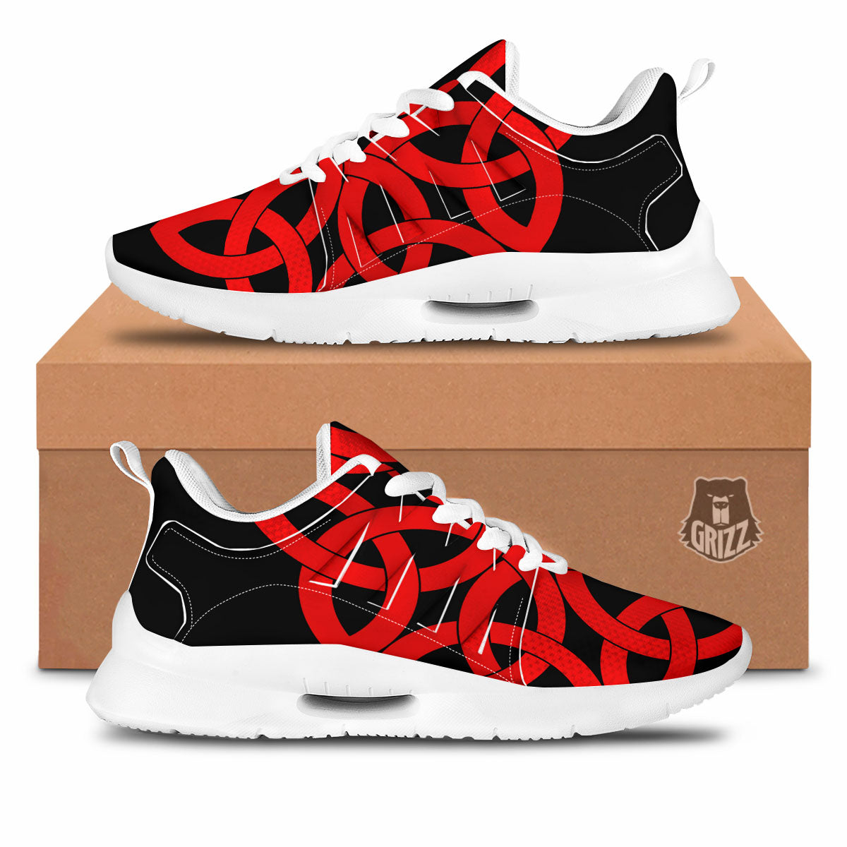 Knot Red Celtic Print Tennis Shoes-grizzshop