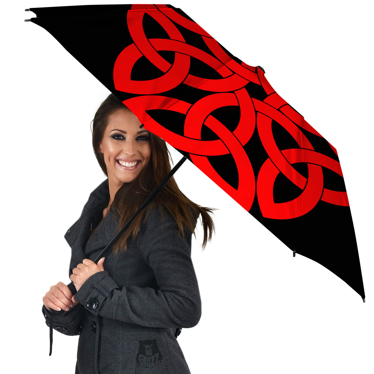 Knot Red Celtic Print Umbrella-grizzshop