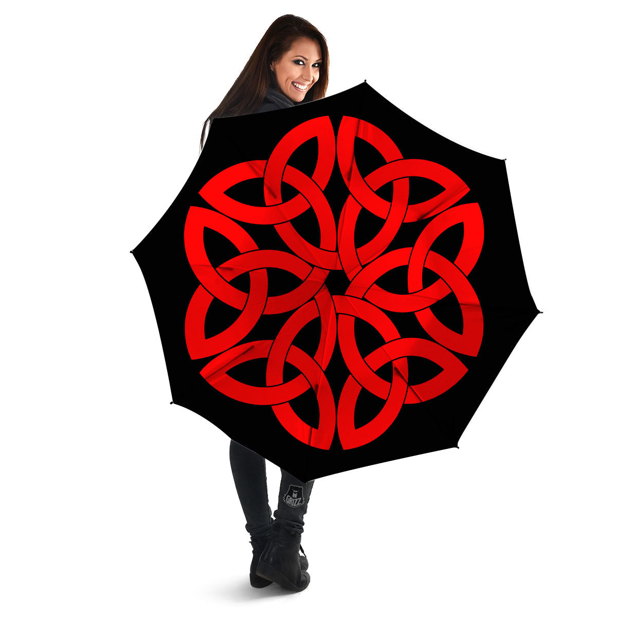 Knot Red Celtic Print Umbrella-grizzshop