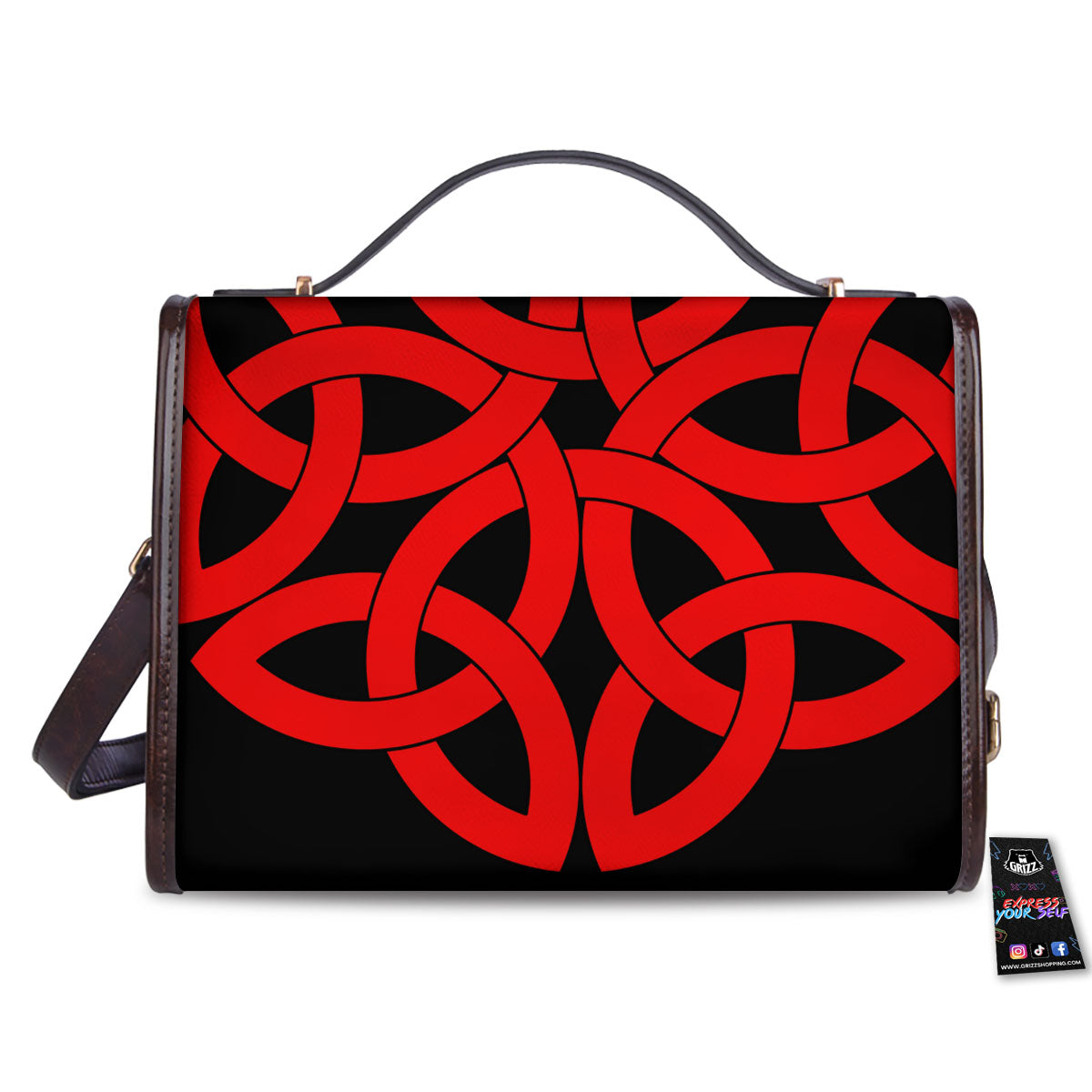 Knot Red Celtic Print Women's Satchel Bag-grizzshop