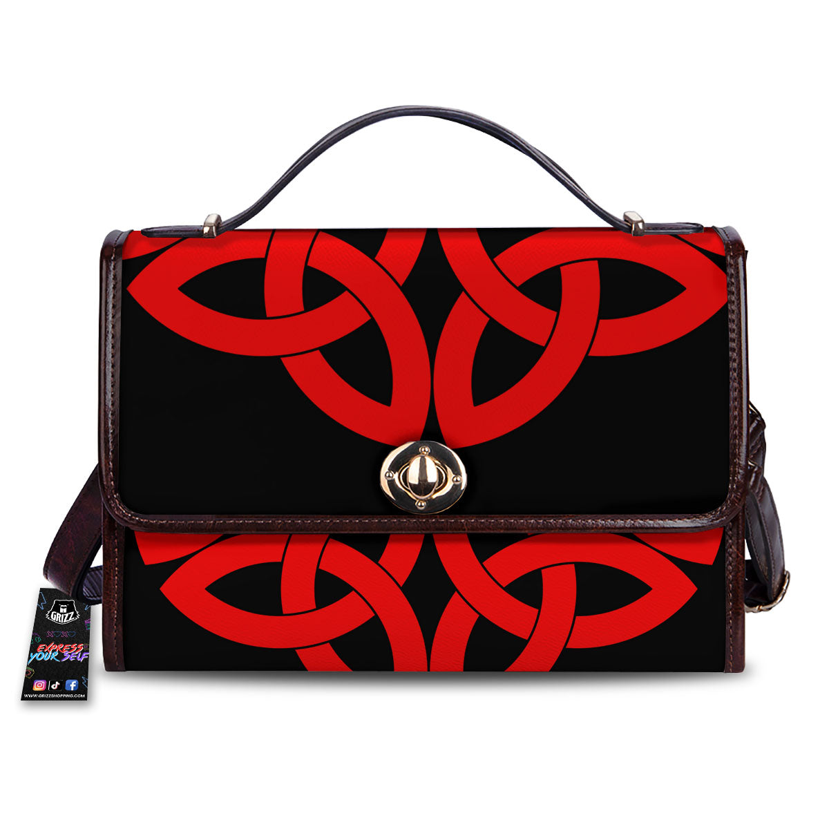 Knot Red Celtic Print Women's Satchel Bag-grizzshop