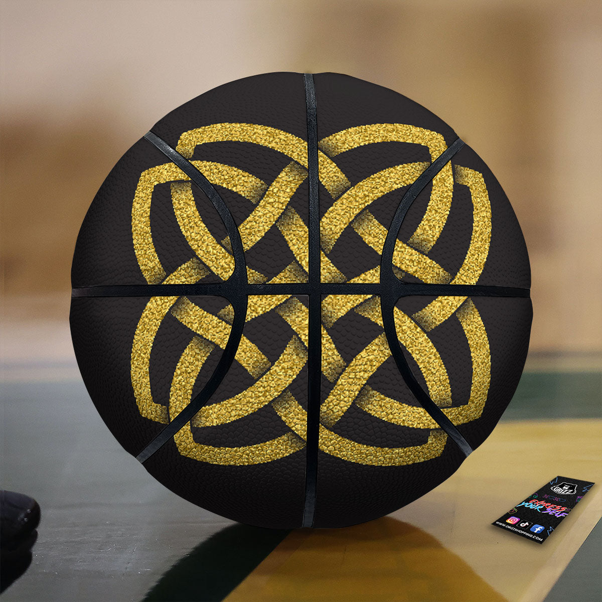 Knot Symbol Gold Celtic Print Basketball-grizzshop