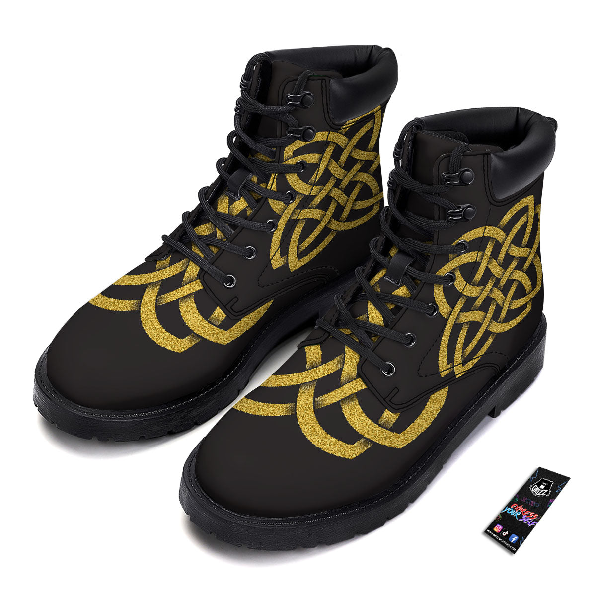 Knot Symbol Gold Celtic Print Boots – Grizzshopping