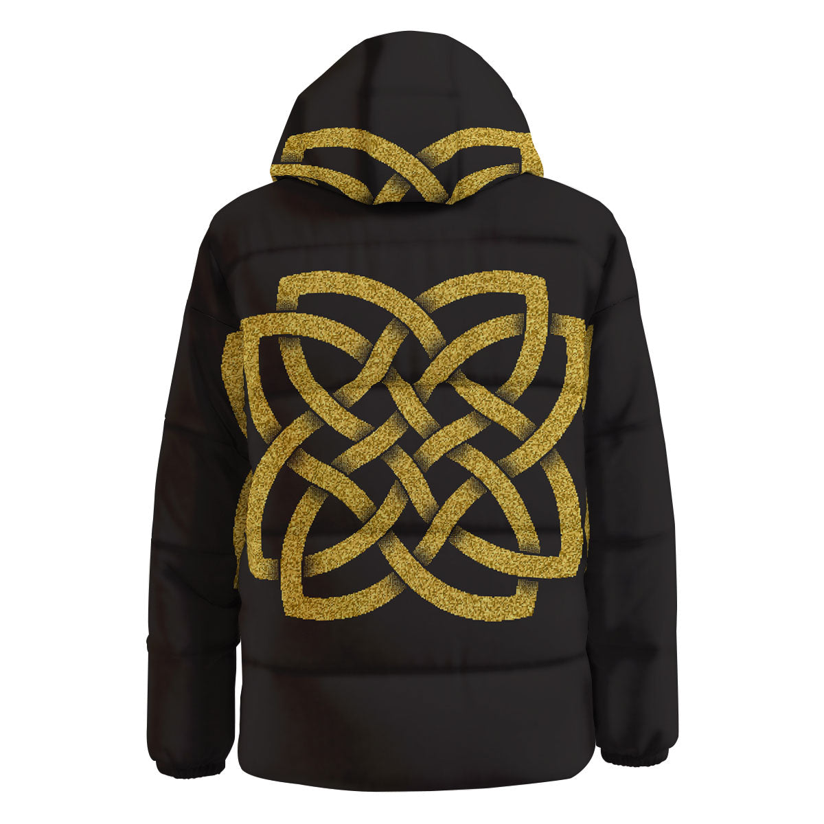 Knot Symbol Gold Celtic Print Down Jacket-grizzshop