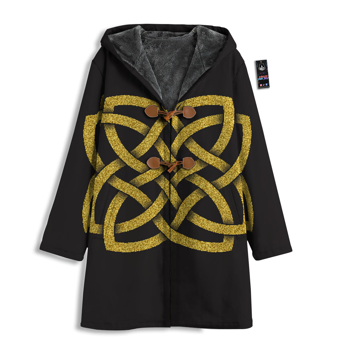 Knot Symbol Gold Celtic Print Men's Windbreaker Jacket-grizzshop