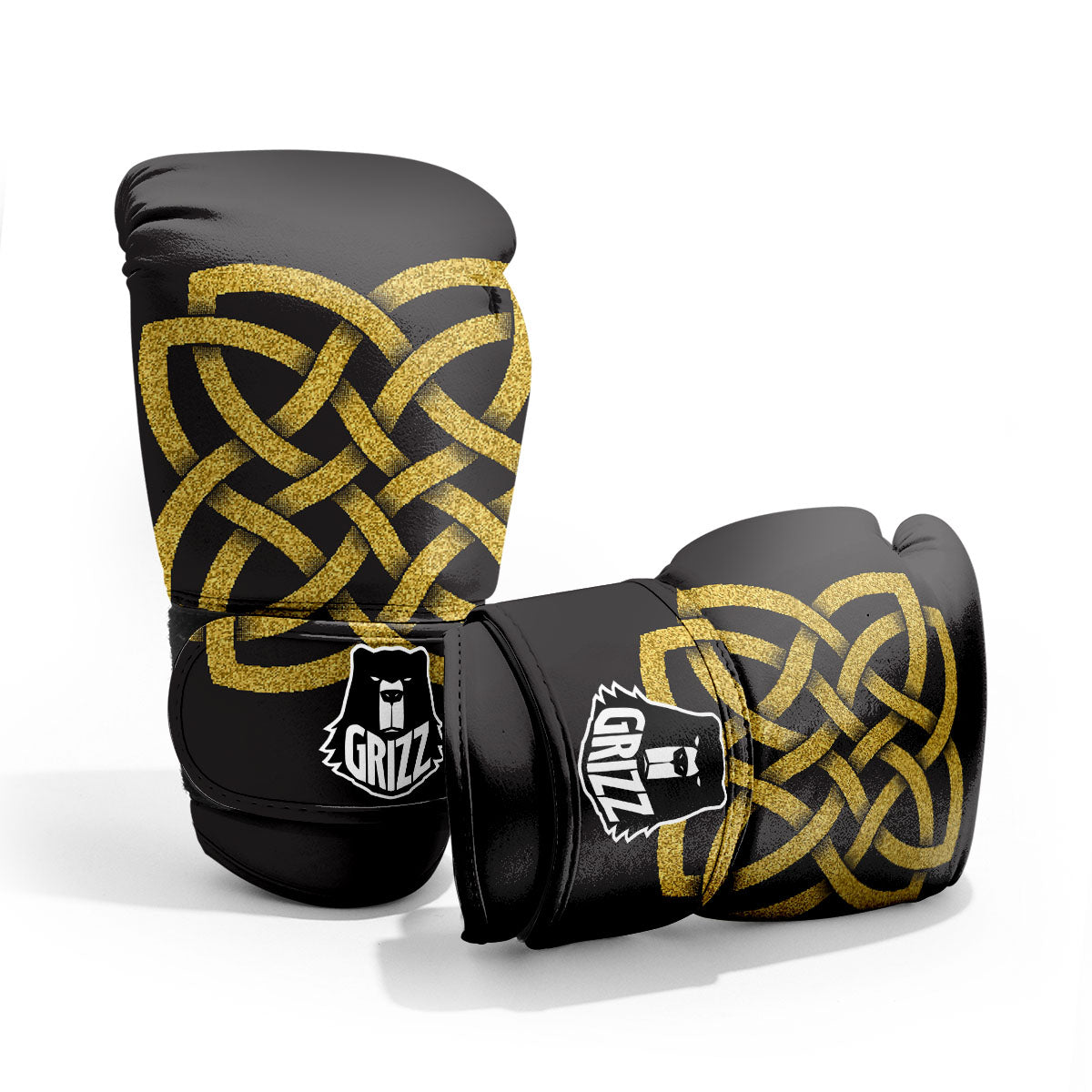 Knot Symbol Gold Celtic Print Pro Boxing Glove