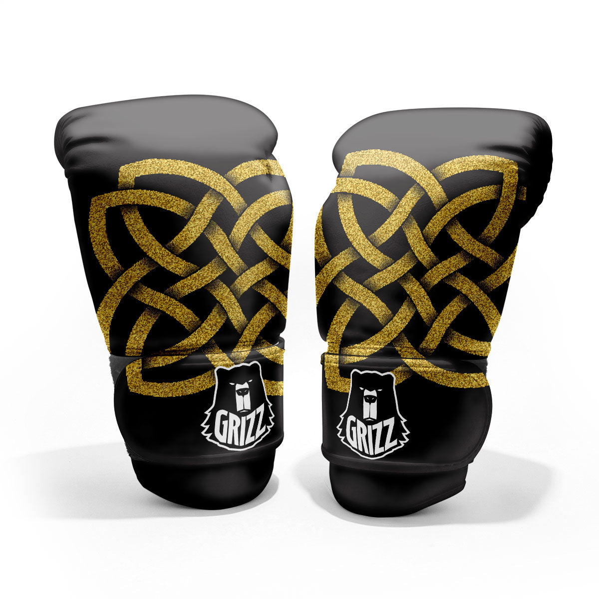 Knot Symbol Gold Celtic Print Pro Boxing Glove