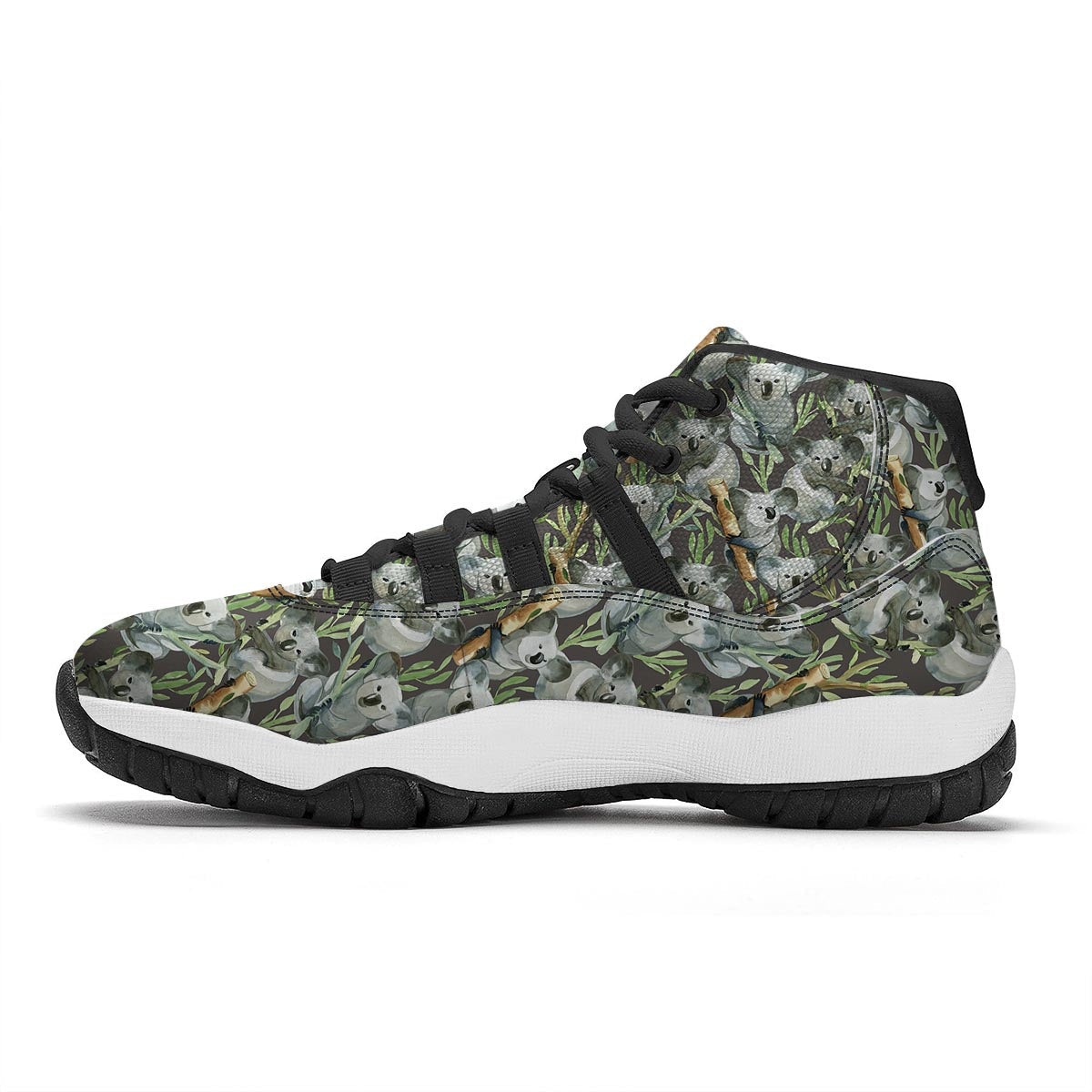 Koala Bamboo Pattern Print Black Bball Shoes-grizzshop