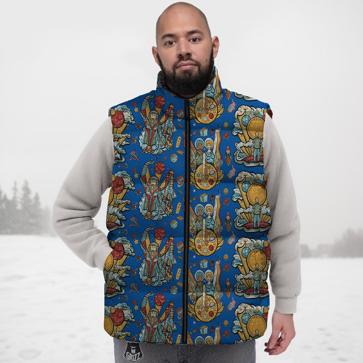 Koala Bamboo Pattern Print Down Vest
