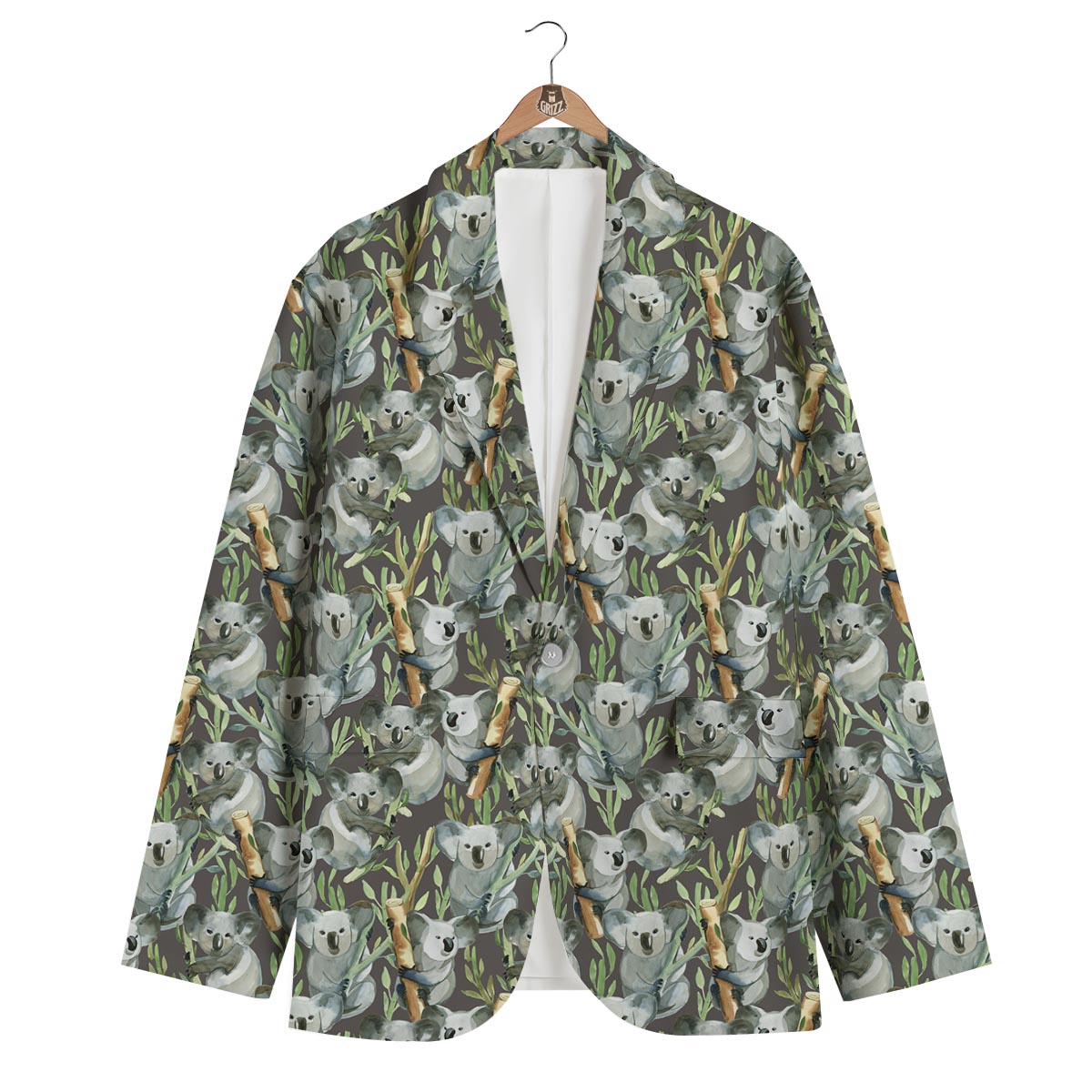 Koala Bamboo Pattern Print Men's Blazer-grizzshop