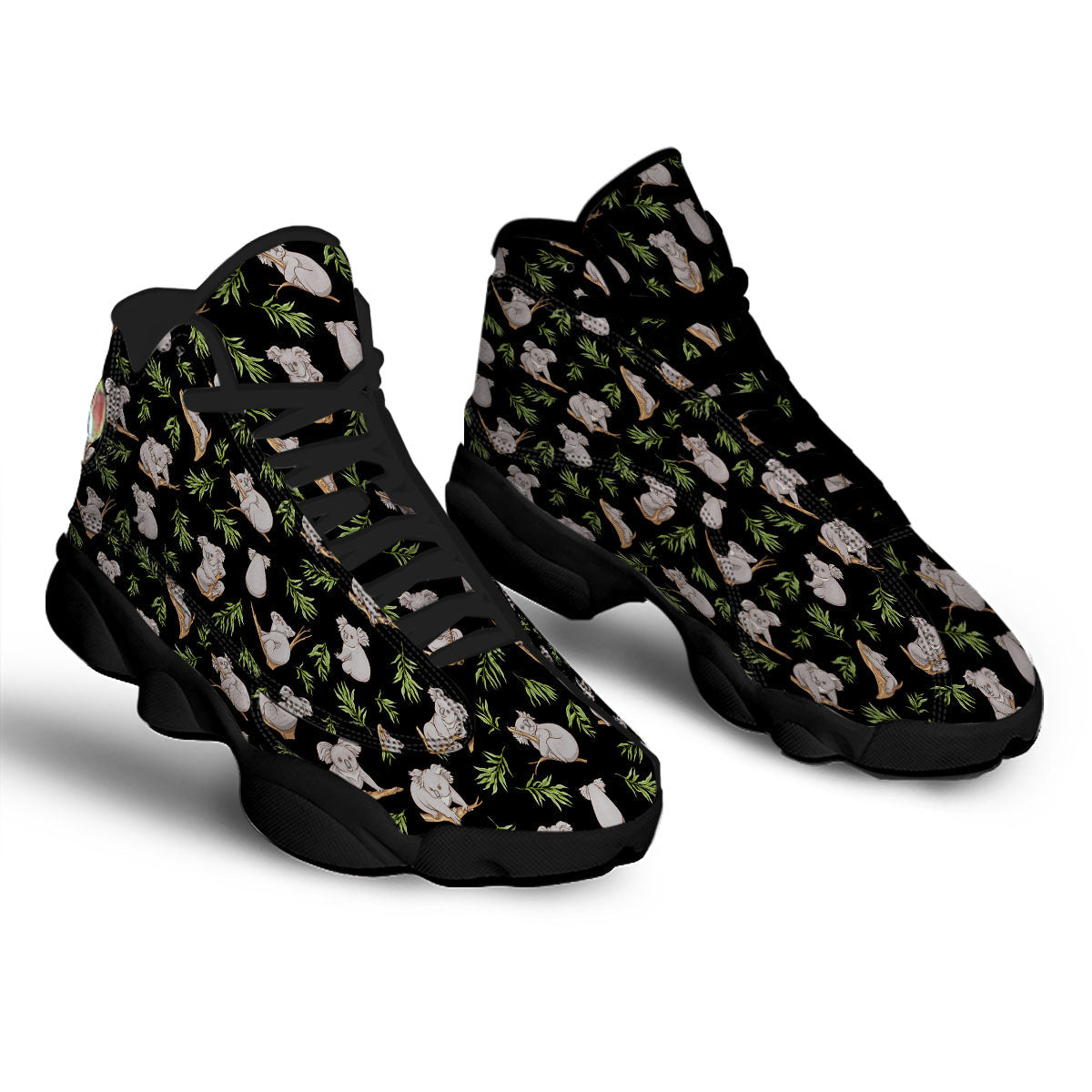 Koala Bear Black Print Pattern Black Basketball Shoes-grizzshop