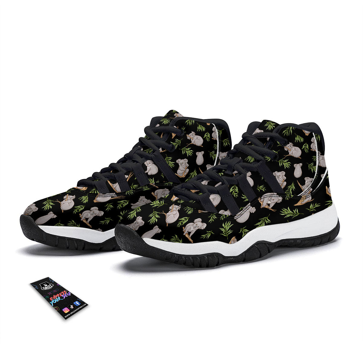 Koala Bear Black Print Pattern Black Bball Shoes-grizzshop
