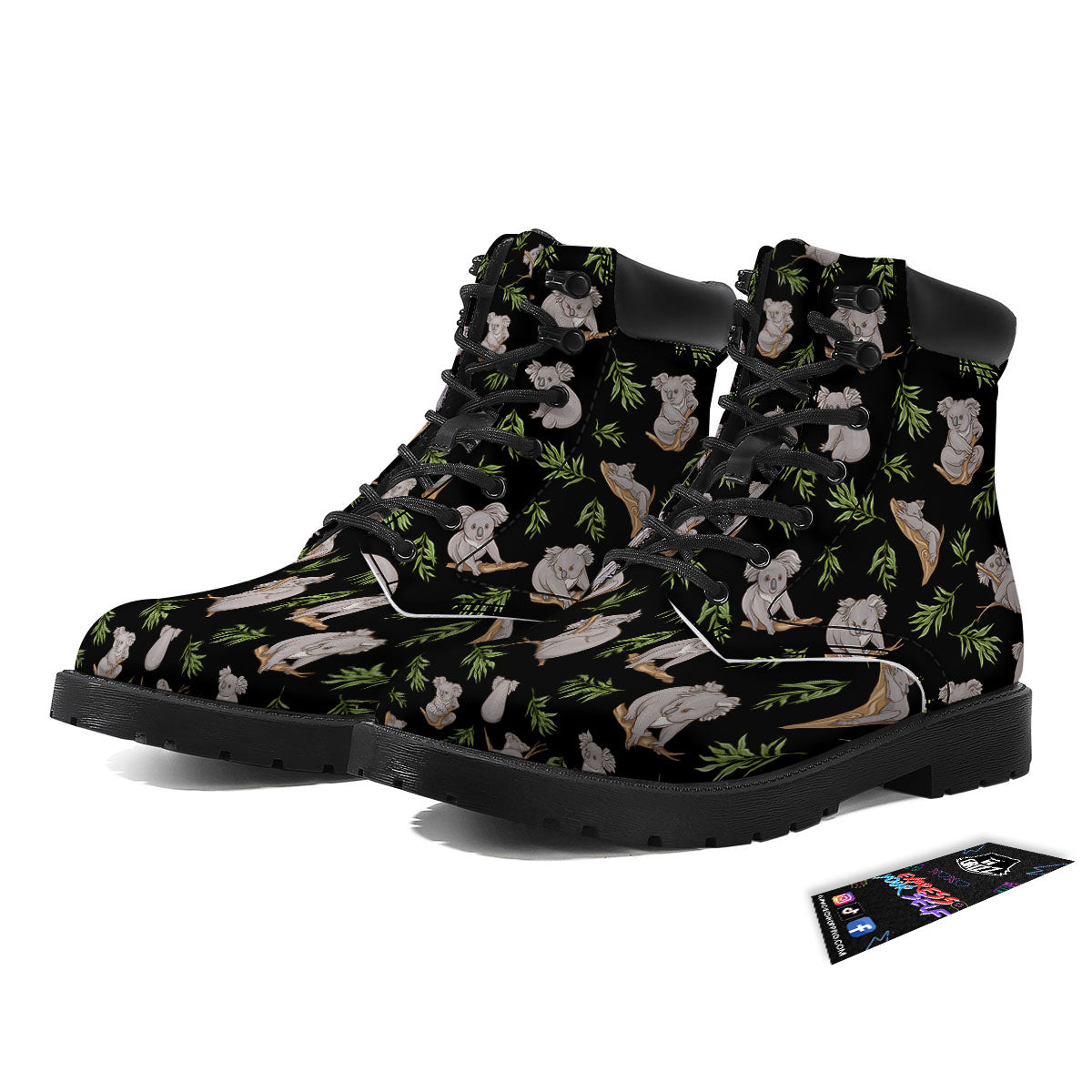 Koala Bear Black Print Pattern Boots-grizzshop