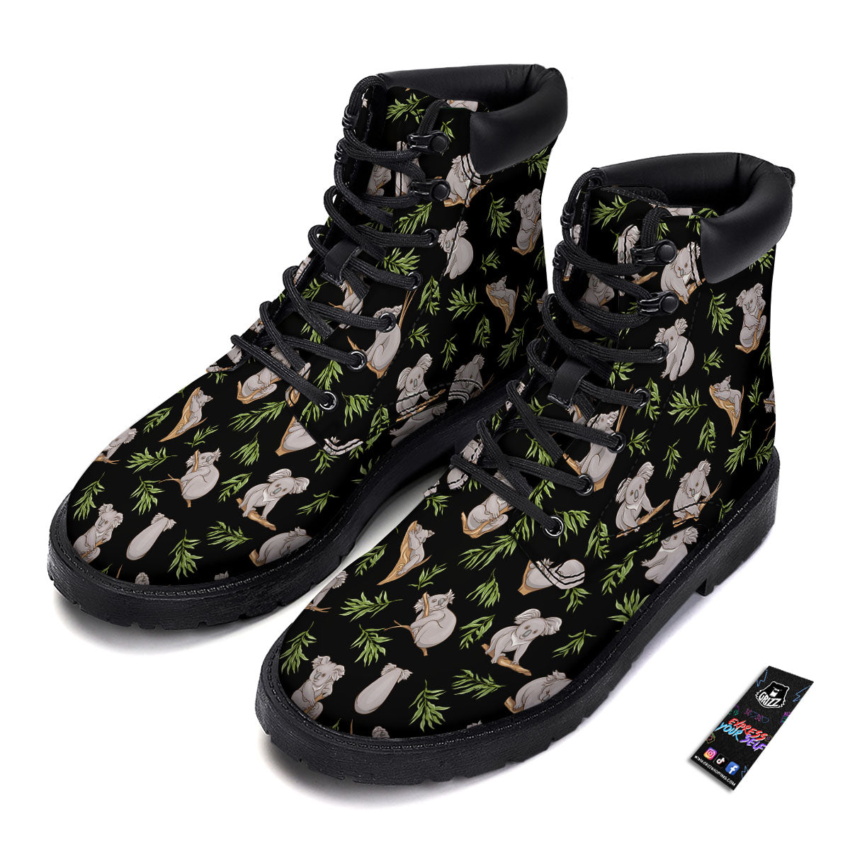 Koala Bear Black Print Pattern Boots-grizzshop