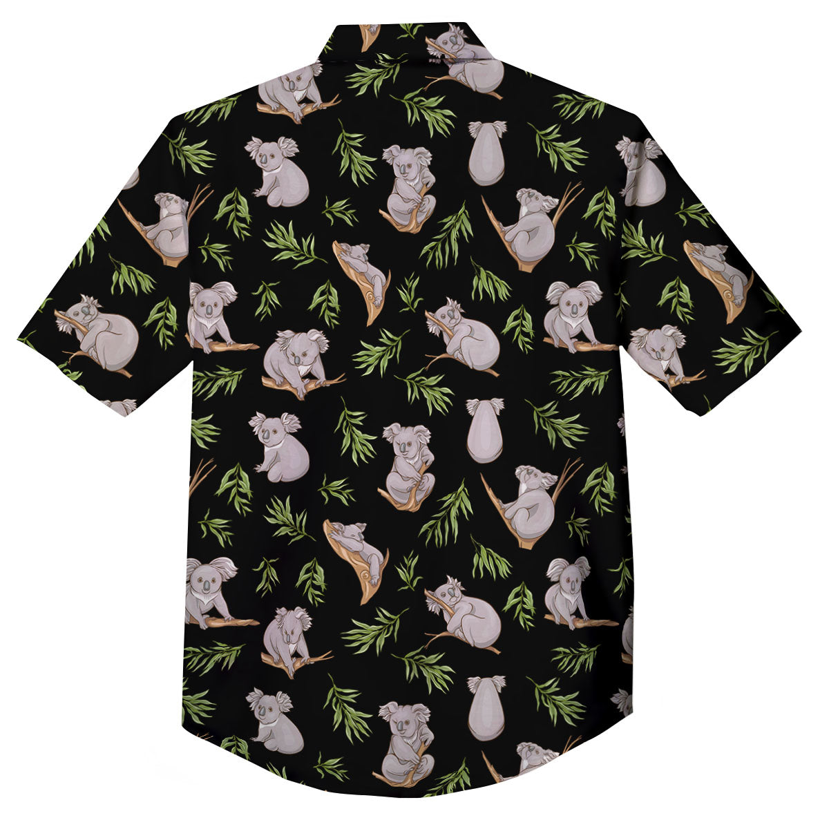 Koala Bear Black Print Pattern Button Up Shirt-grizzshop