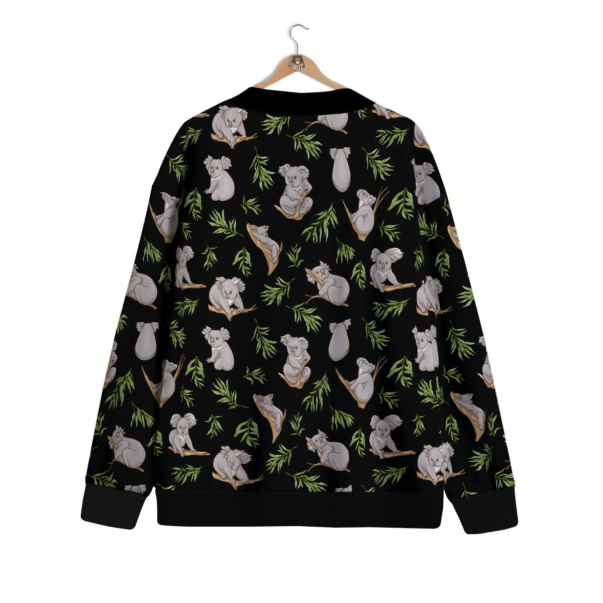 Koala Bear Black Print Pattern Cardigan-grizzshop