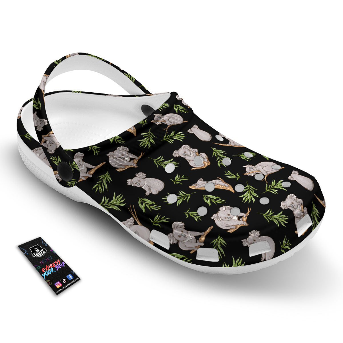 Koala Bear Black Print Pattern Clog-grizzshop