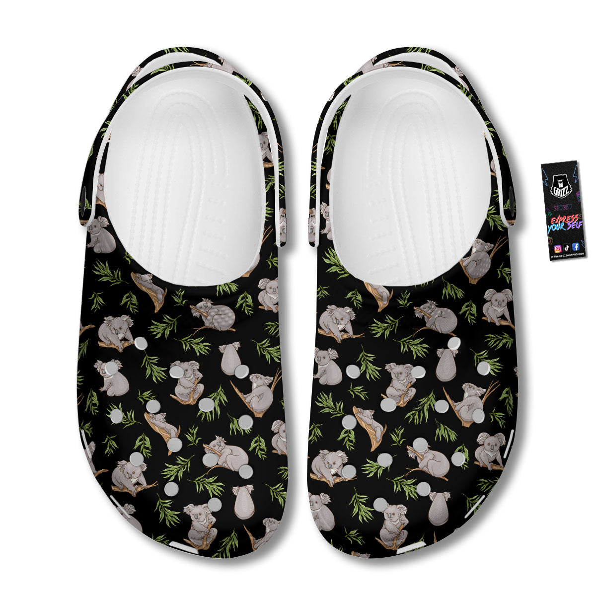 Koala Bear Black Print Pattern Clog-grizzshop