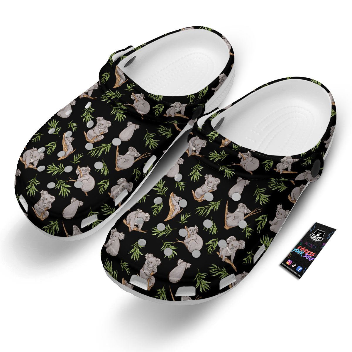 Koala Bear Black Print Pattern Clog-grizzshop
