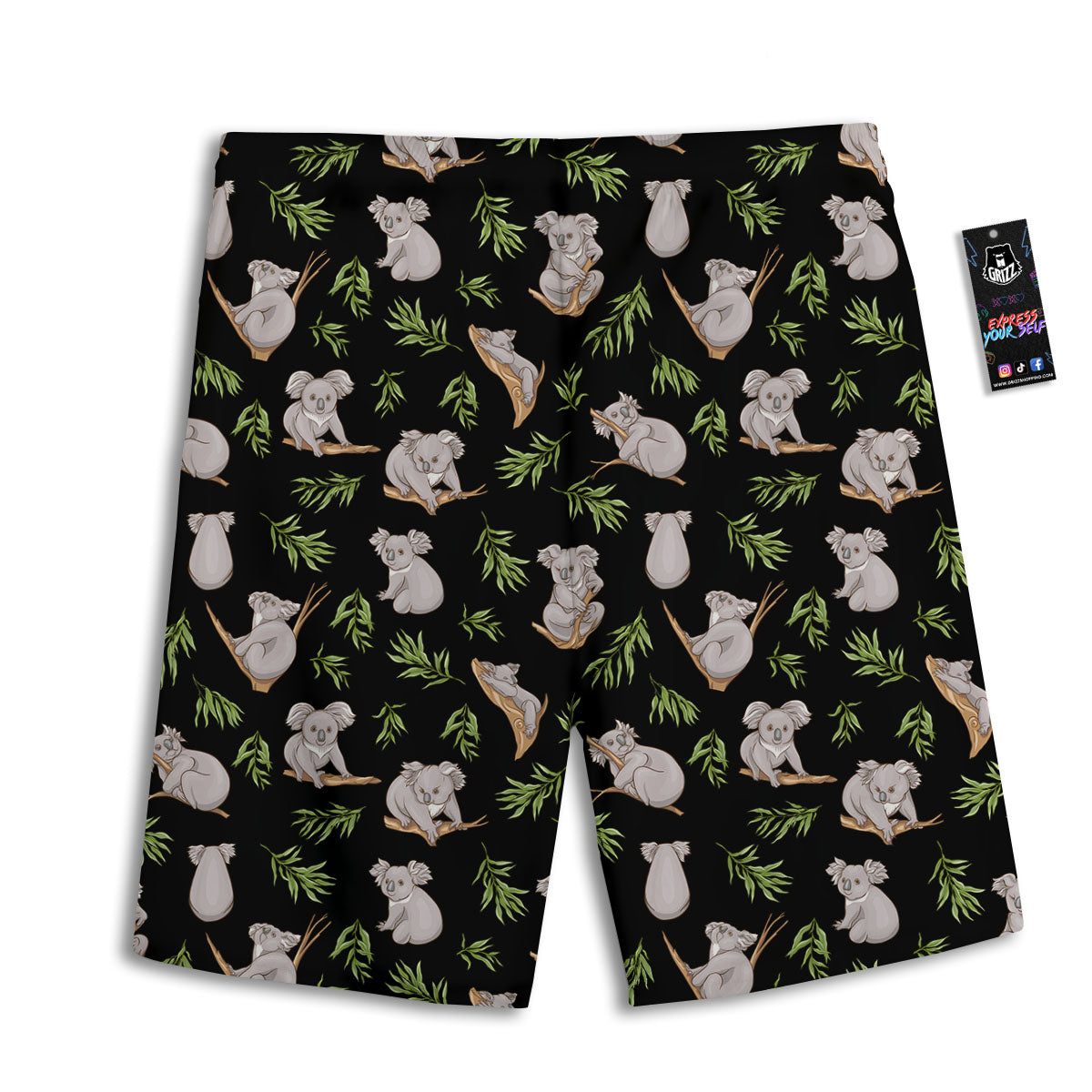 Koala Bear Black Print Pattern Men's Athletic Shorts