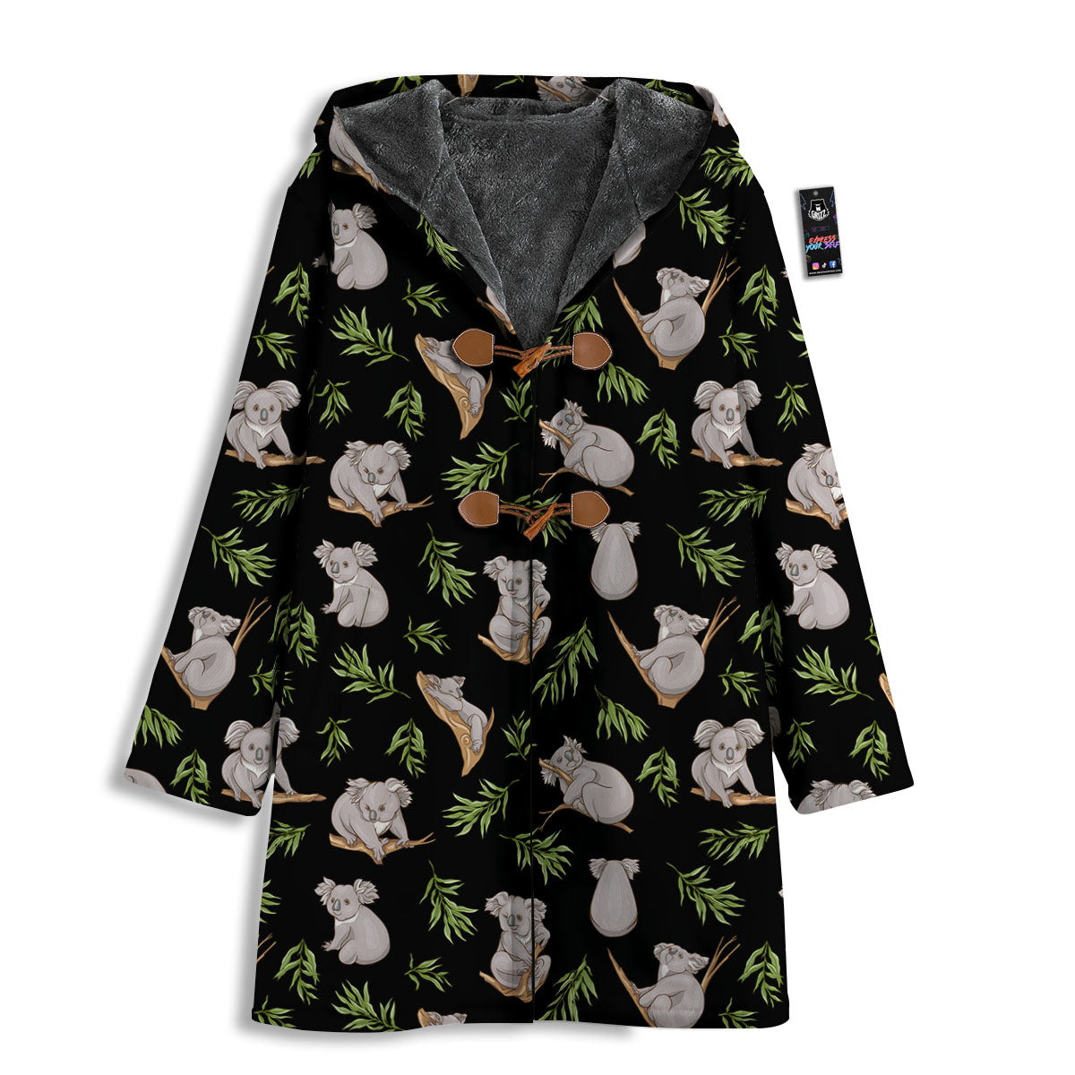 Koala Bear Black Print Pattern Men's Windbreaker Jacket-grizzshop