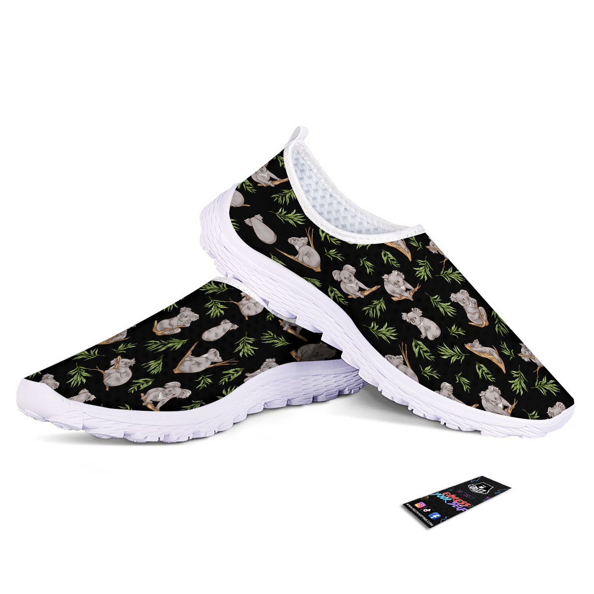 Koala Bear Black Print Pattern Nurse Shoes-grizzshop