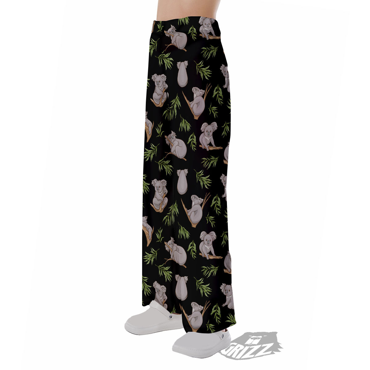 Koala Bear Black Print Pattern Pajama Pants-grizzshop
