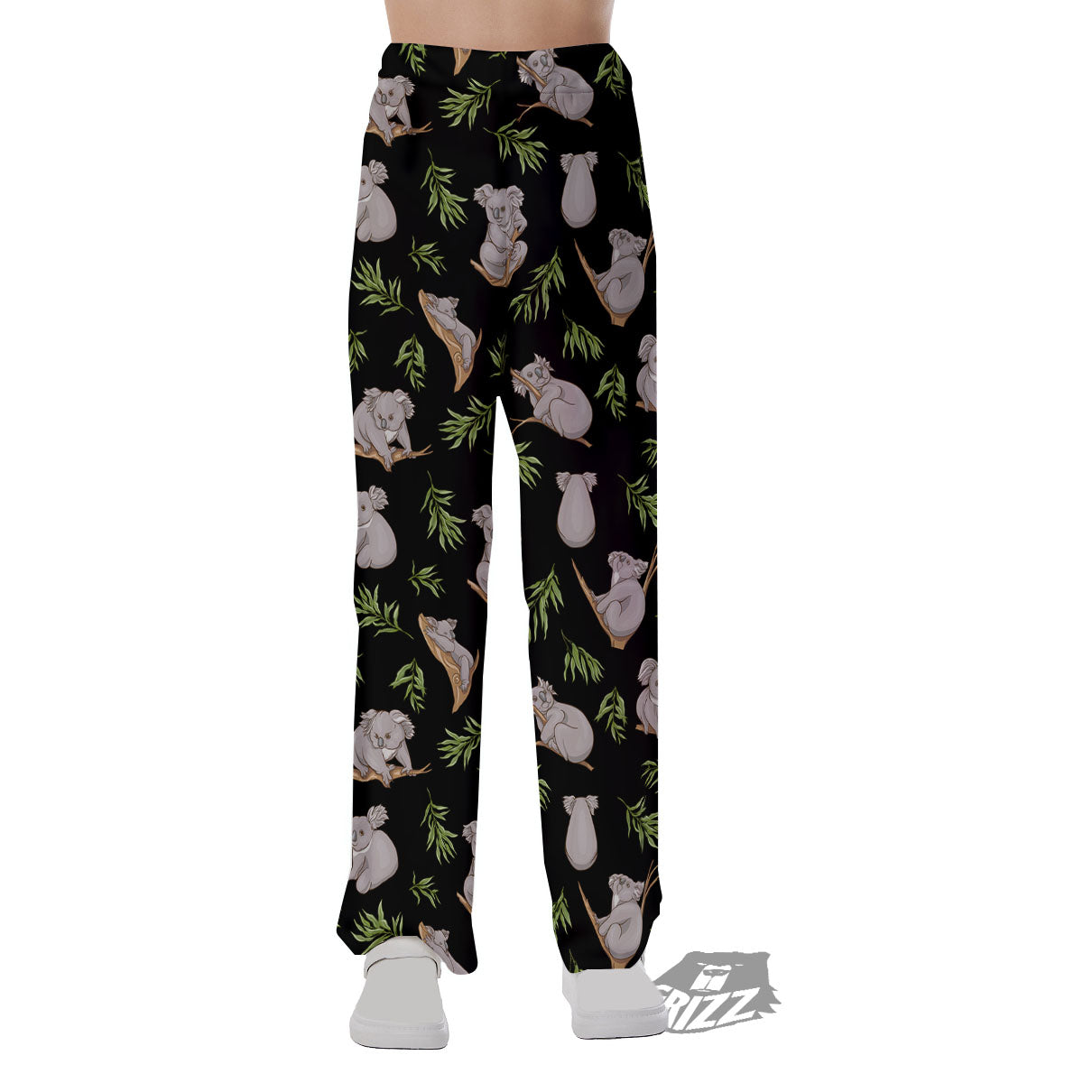 Koala Bear Black Print Pattern Pajama Pants-grizzshop