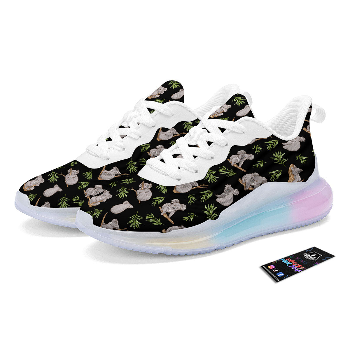 Koala Bear Black Print Pattern Running Sneakers-grizzshop