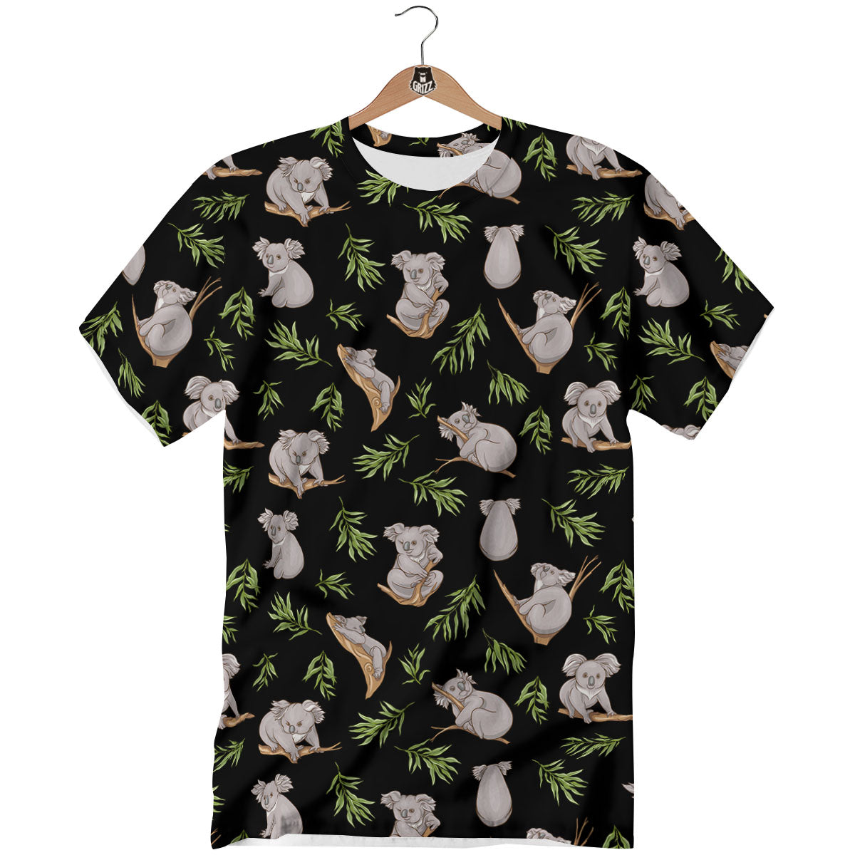 Koala Bear Black Print Pattern T-Shirt-grizzshop