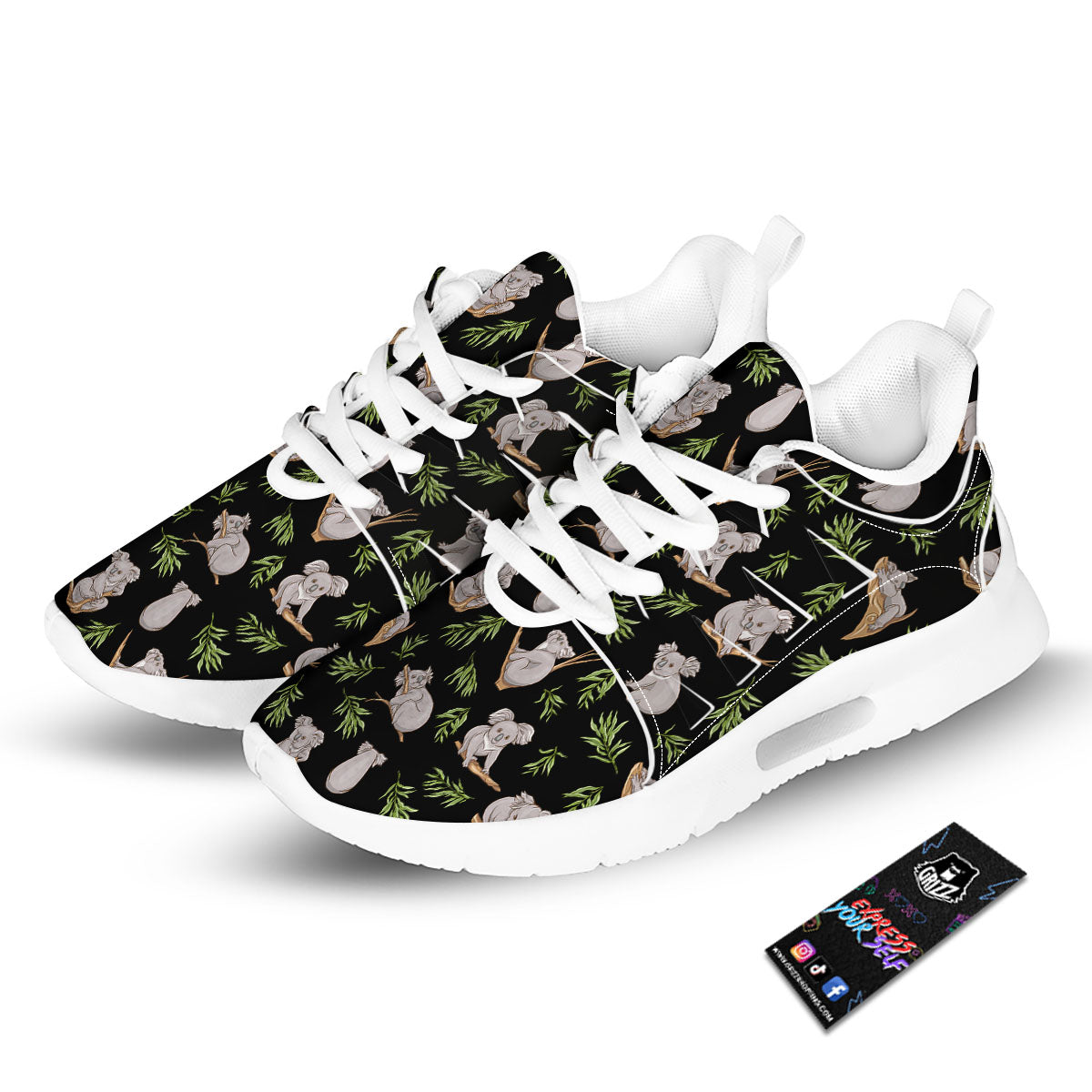 Koala Bear Black Print Pattern Tennis Shoes-grizzshop