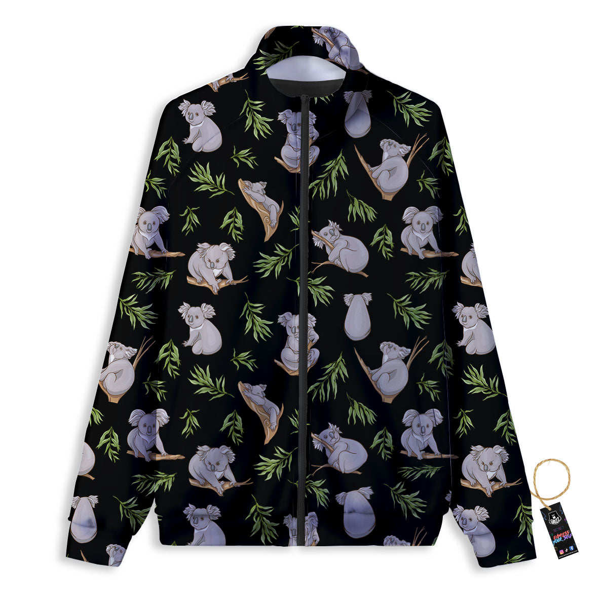 Koala Bear Black Print Pattern Track Jacket-grizzshop