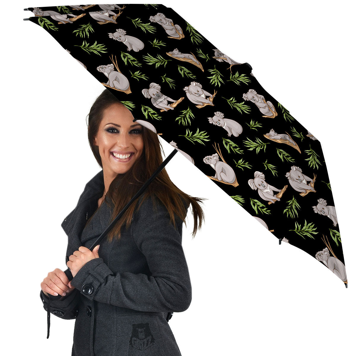 Koala Bear Black Print Pattern Umbrella-grizzshop