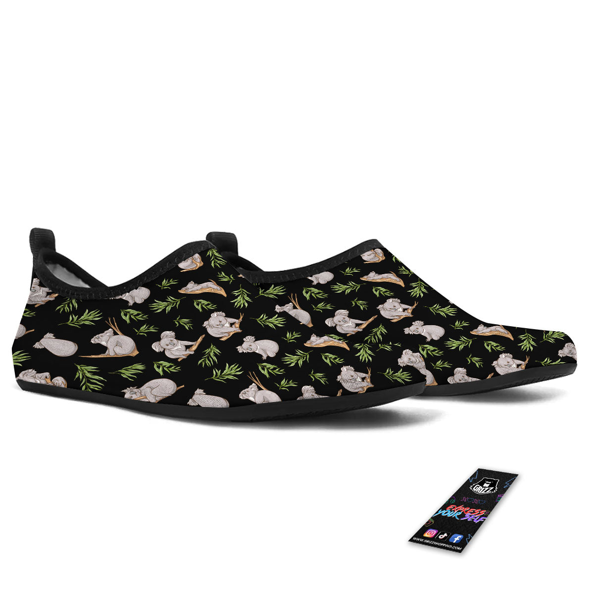 Koala Bear Black Print Pattern Water Shoes-grizzshop