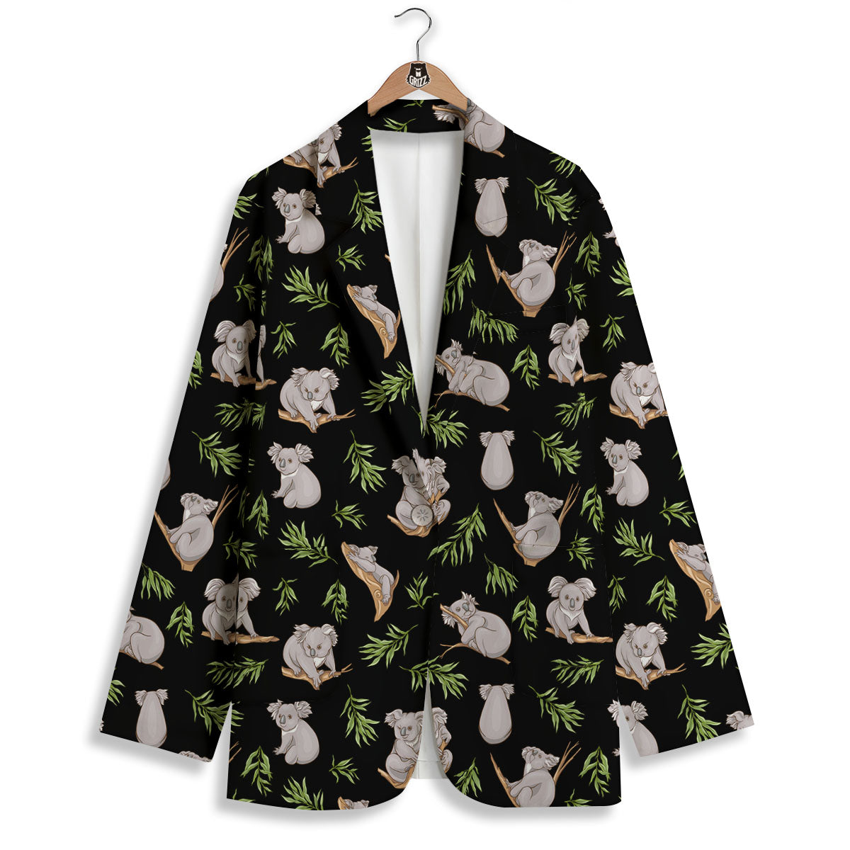 Koala Bear Black Print Pattern Women's Blazer-grizzshop