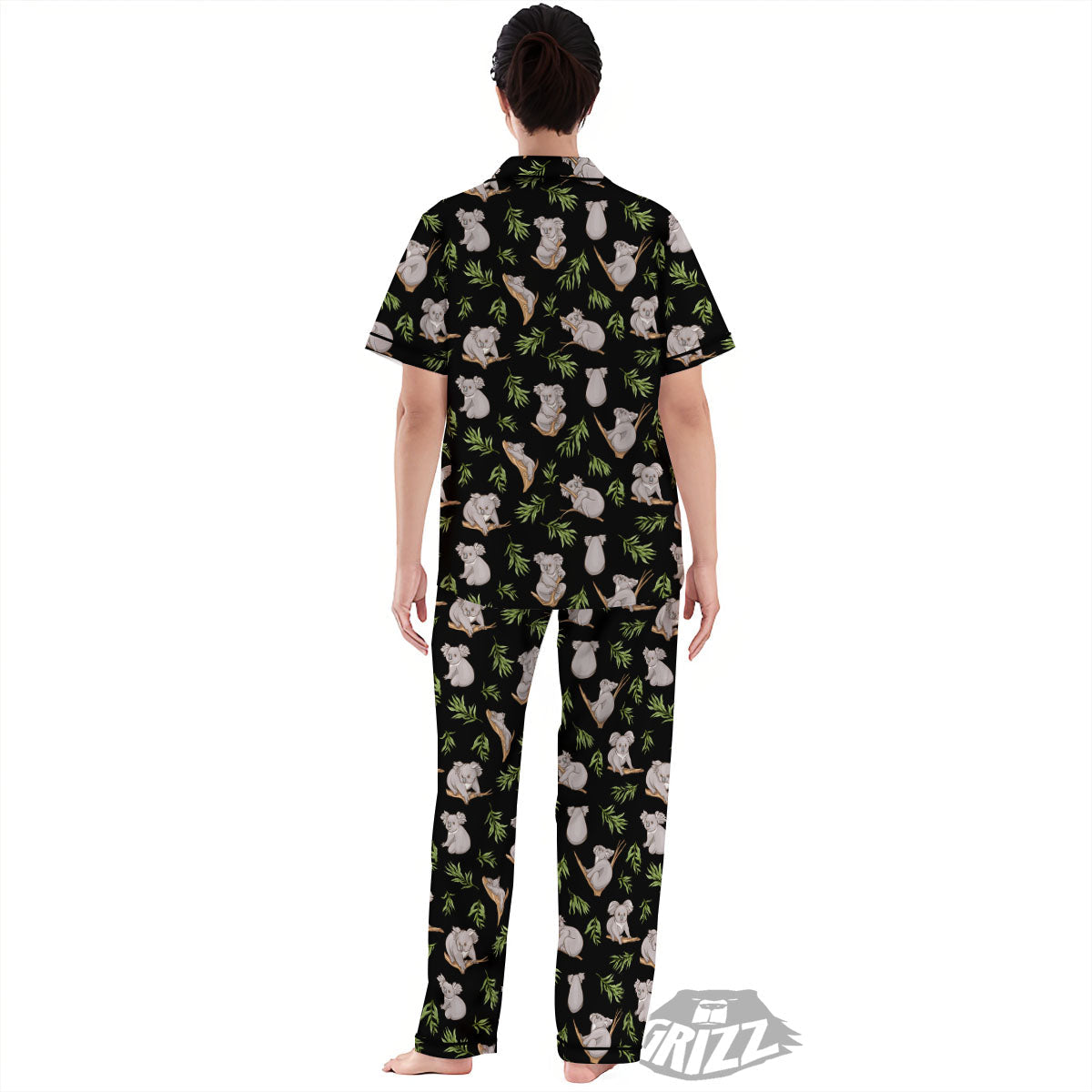 Koala Bear Black Print Pattern Women's Pajamas Set-grizzshop