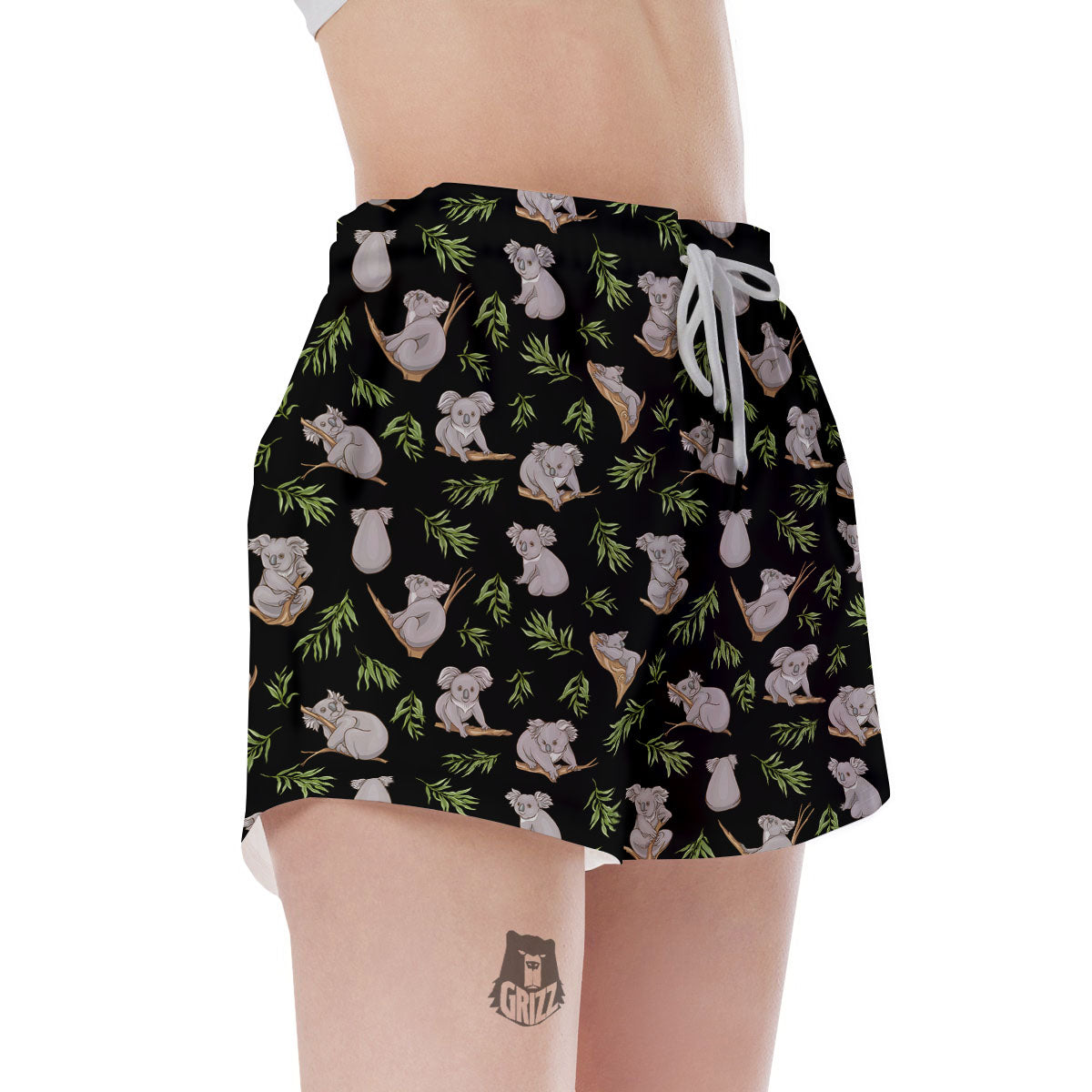 Koala Bear Black Print Pattern Women's Shorts-grizzshop