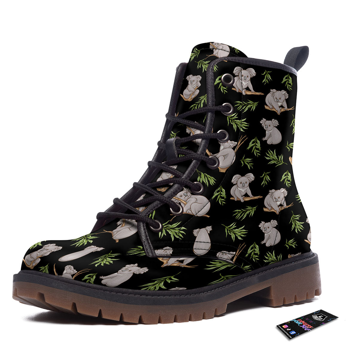 Koala Bear Black Print Pattern Work Boots-grizzshop