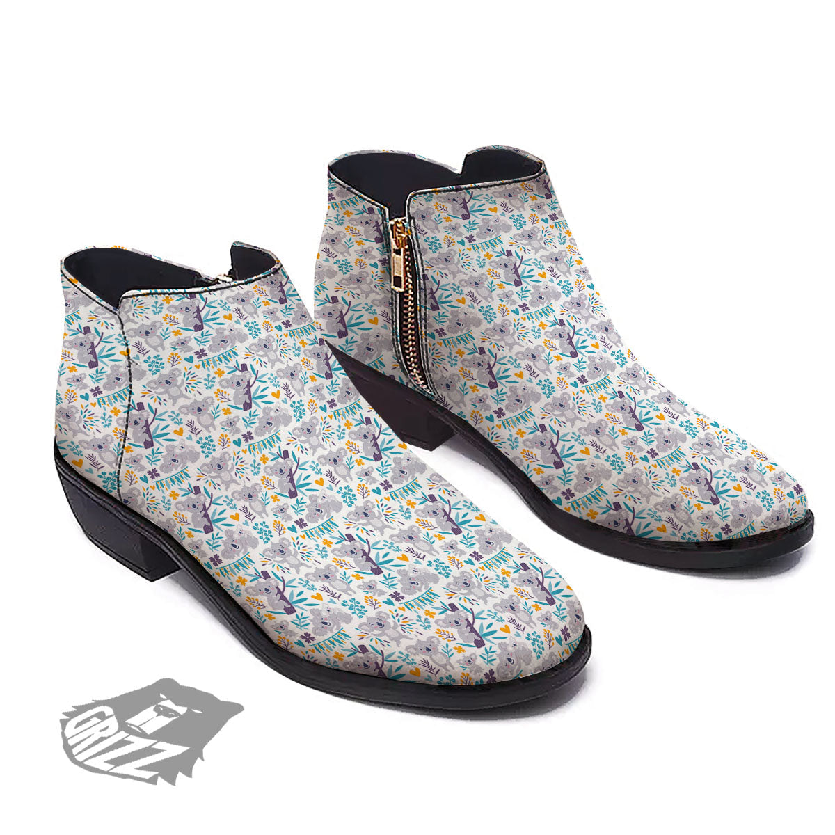Koala Cartoon Print Pattern Ankle Boots-grizzshop
