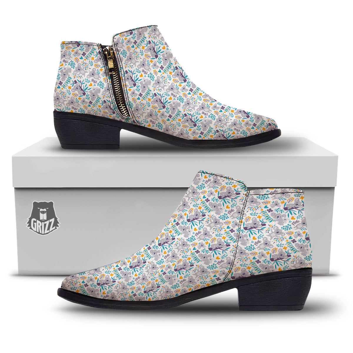 Koala Cartoon Print Pattern Ankle Boots-grizzshop