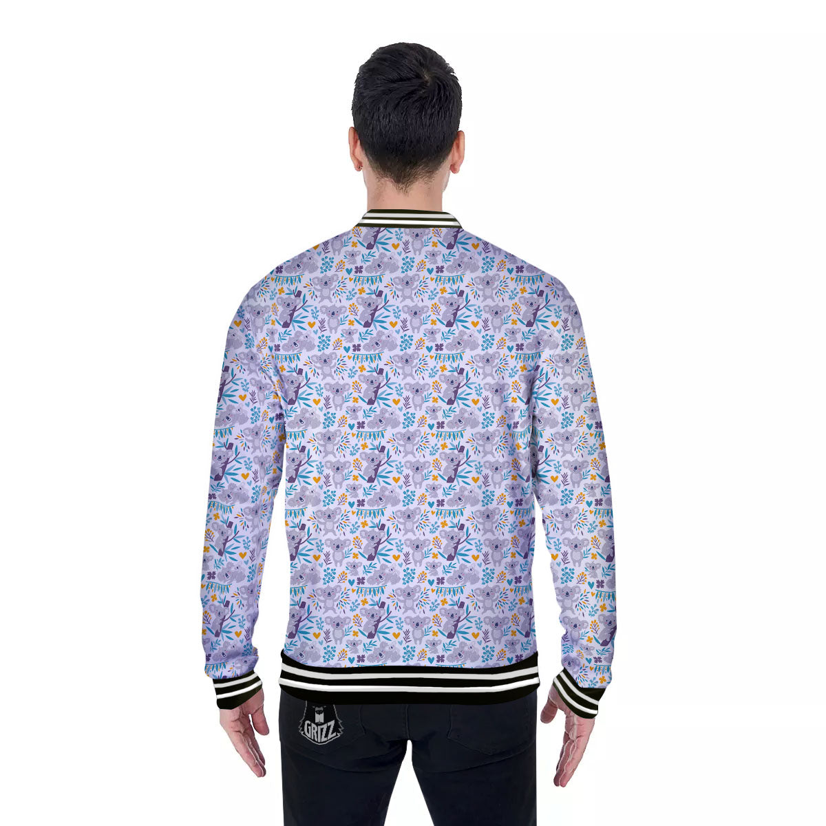 Koala Cartoon Print Pattern Baseball Jacket-grizzshop