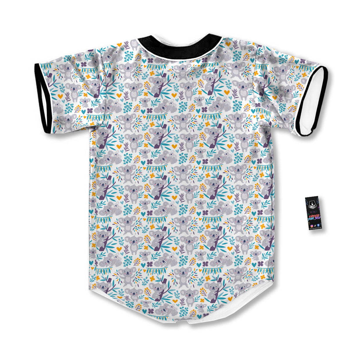 Koala Cartoon Print Pattern Baseball Jersey-grizzshop